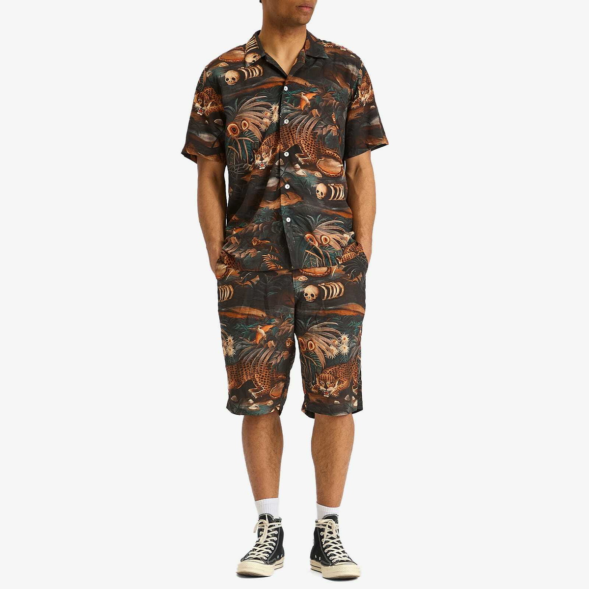 Endless Joy Men's Leopard Jungle Vacation Shirt in Multi