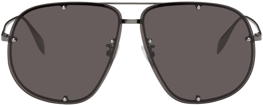 Alexander McQueen Gunmetal Aviator Sunglasses