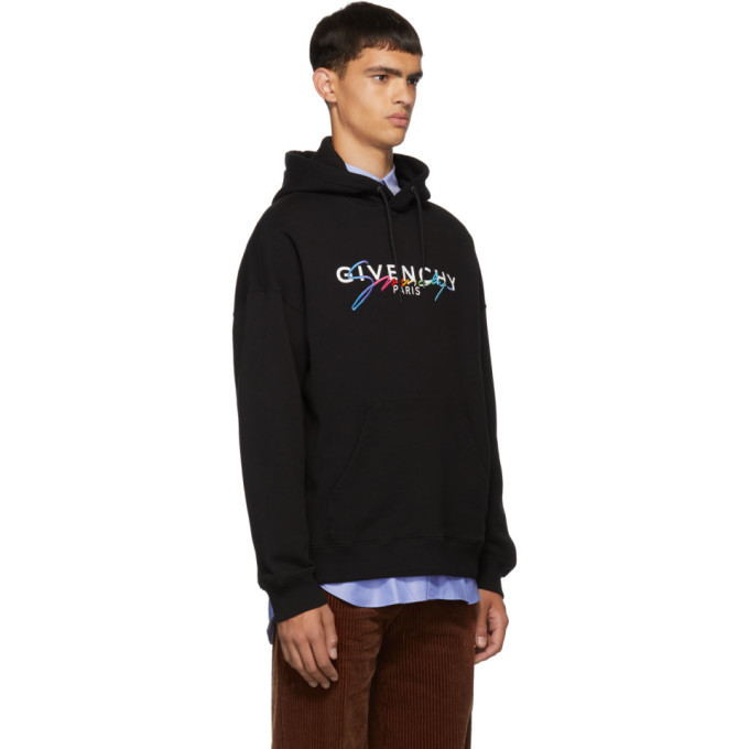 Givenchy Black Signature Logo Hoodie Givenchy