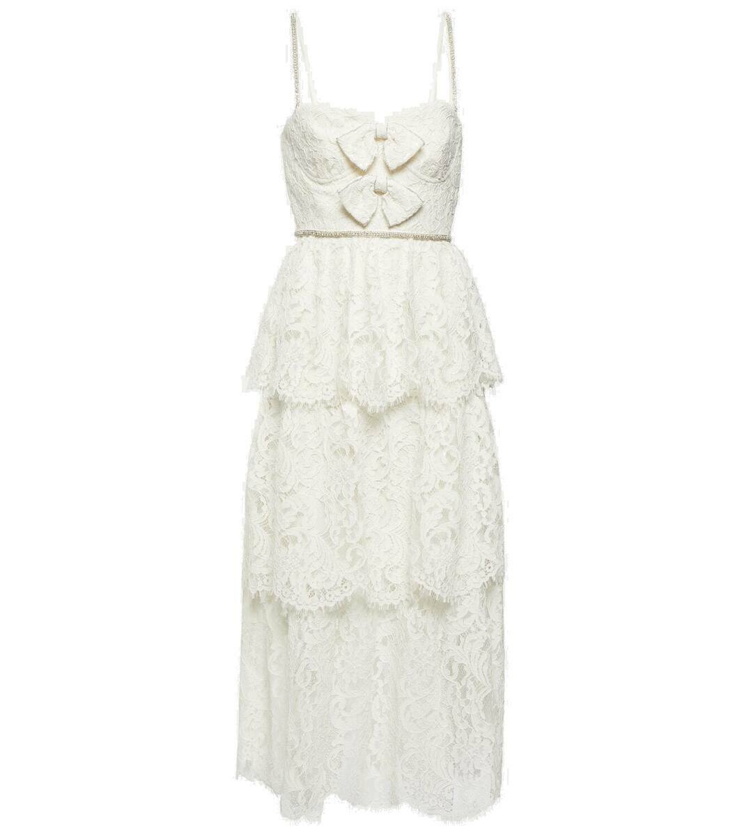 SELF-PORTRAIT ワンピース Embellished lace midi dress794419 White Lace Embellished Midi Dress – self-portrait-US