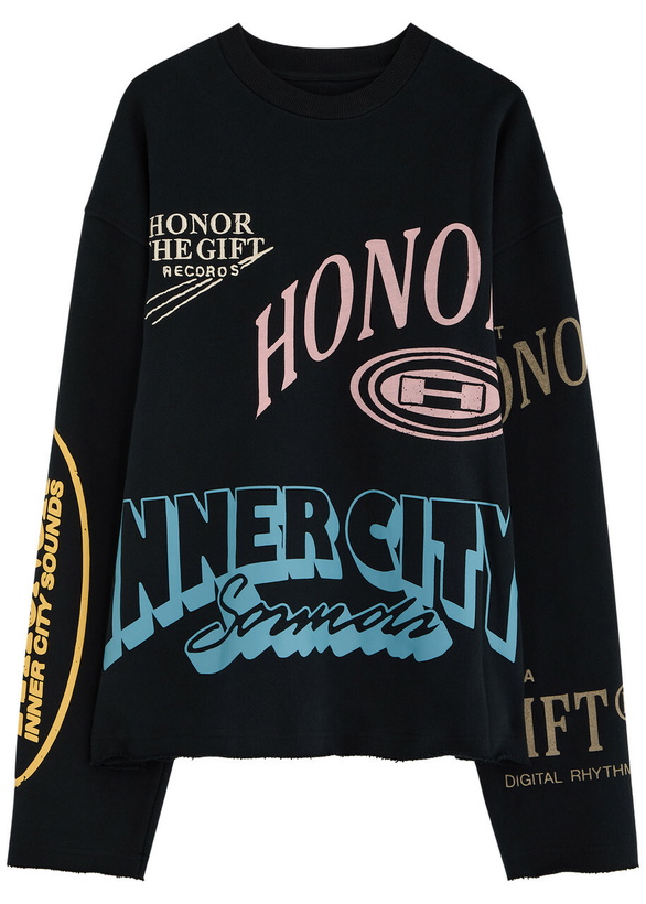 Photo: Honor The Gift Studio Logo Printed Cotton Sweatshirt Black