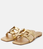 Simkhai Logo metallic leather slides