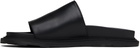 Moschino Black Calfskin Logo Plaque Sandals