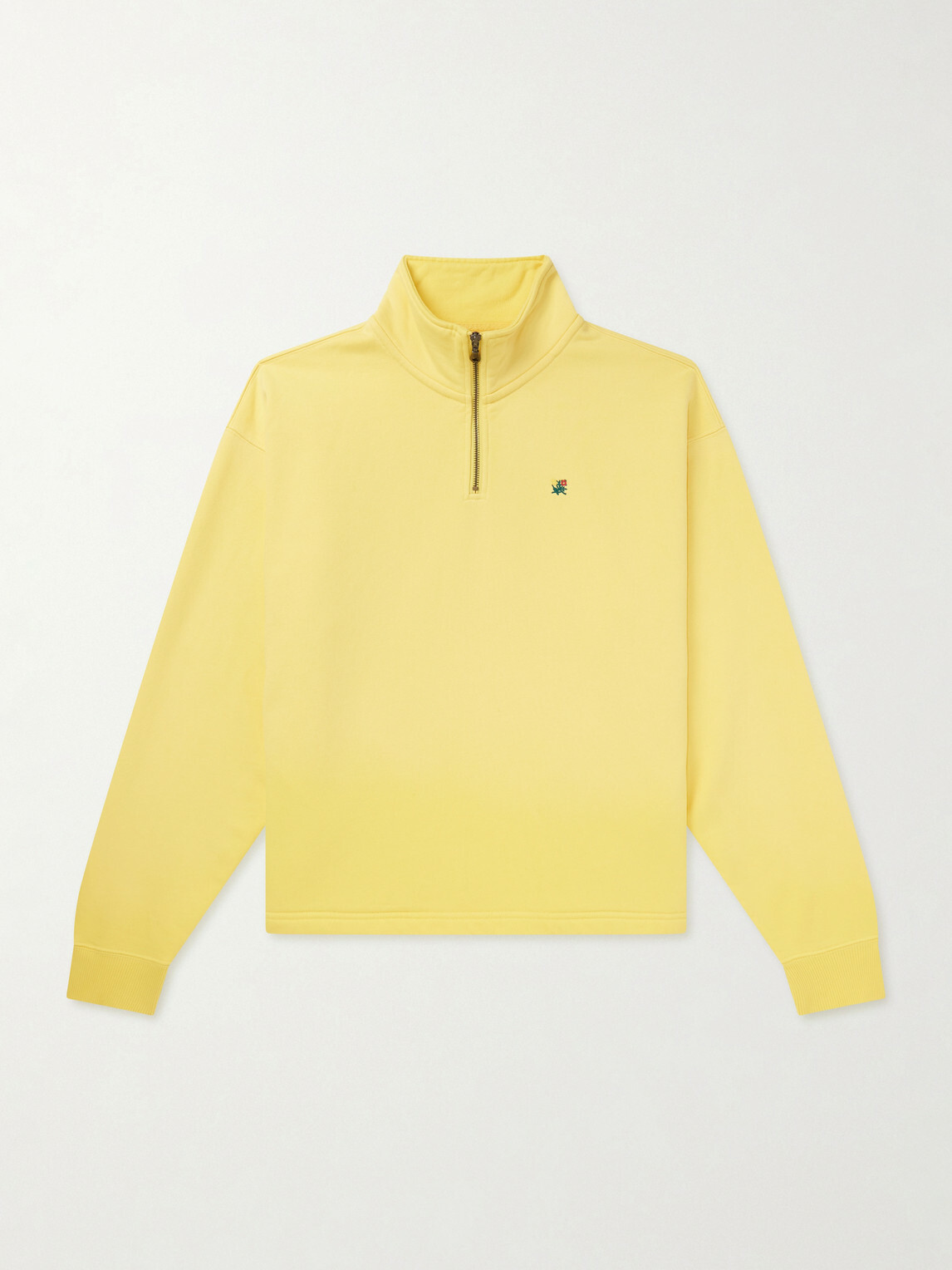 Aimé Leon Dore - Logo-Embroidered Cotton-Jersey Half-Zip Sweatshirt - Yellow