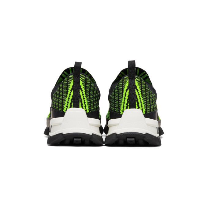 Prada Black and Green Crossection Slip-On Sneakers