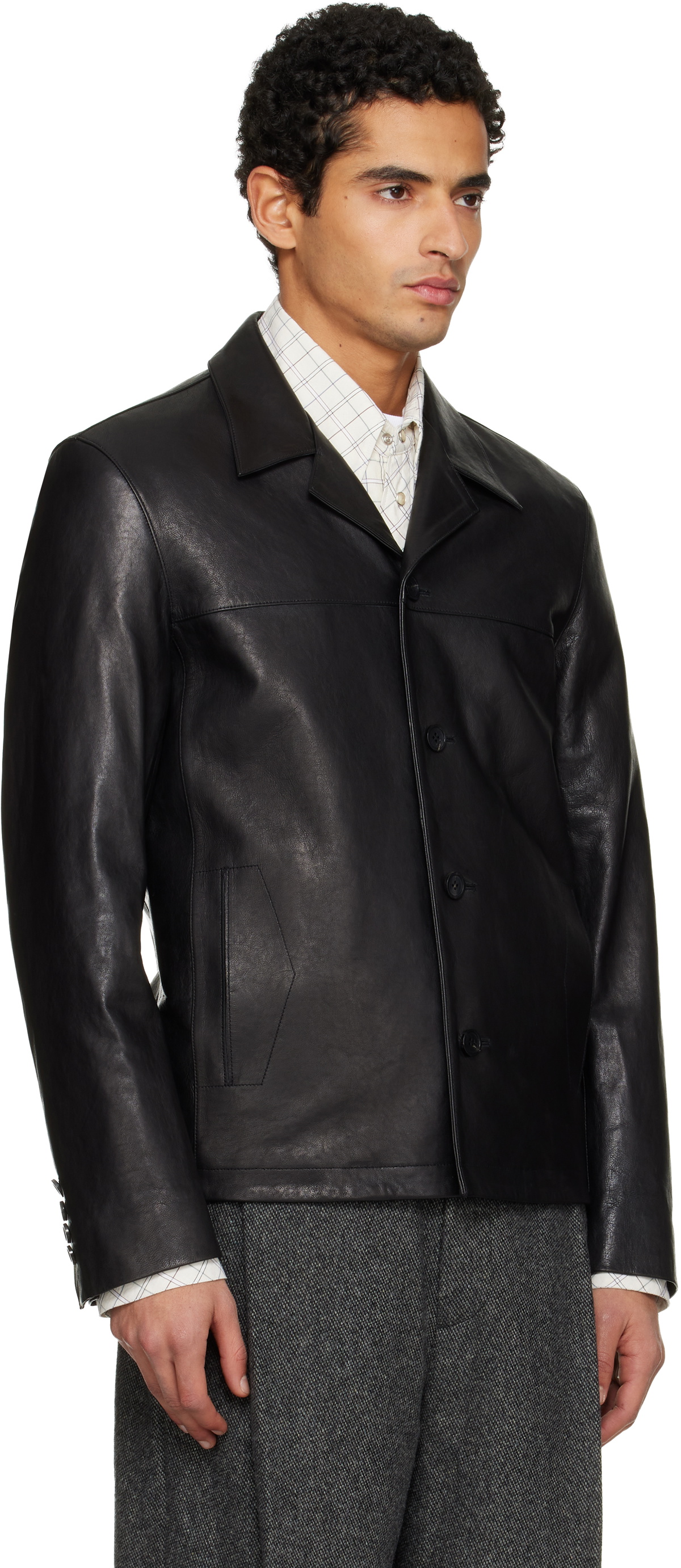TONYWACK Black Vegetable Tanned Lamb Leather Jacket