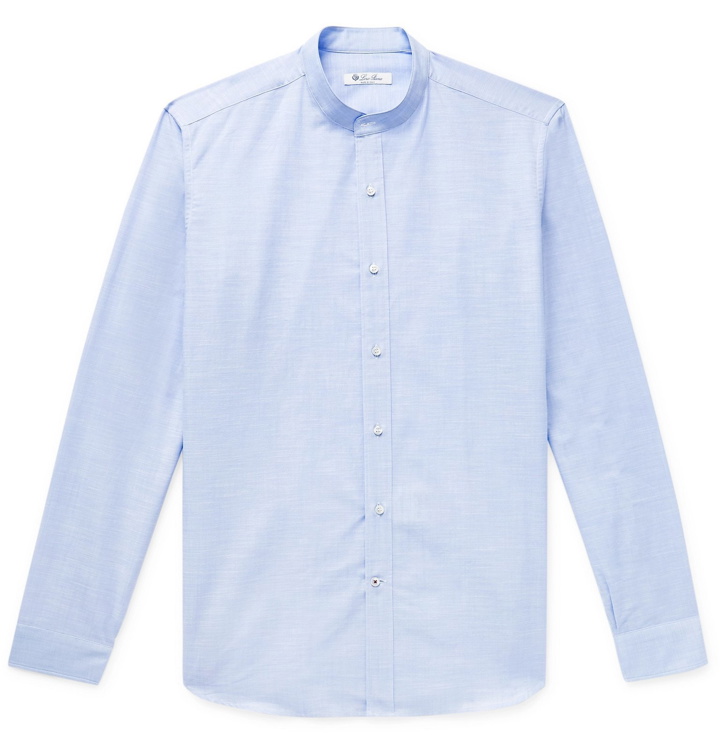 Photo: Loro Piana - Grandad-Collar Slub Cotton Shirt - Blue