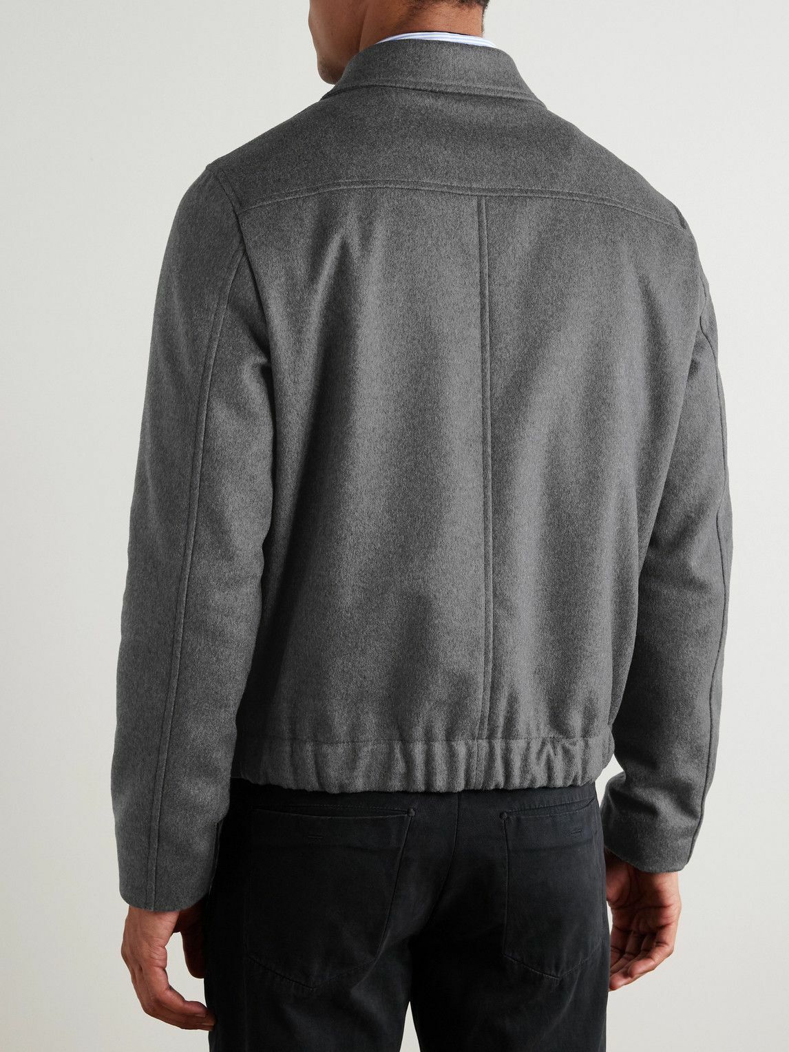Incotex - Incotex Montedoro Brushed Wool-Blend Bomber Jacket - Gray