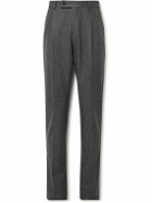 Caruso - Slim-Fit Pleated Wool-Flannel Trousers - Gray