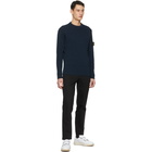 Stone Island Blue Rib Knit Sweater