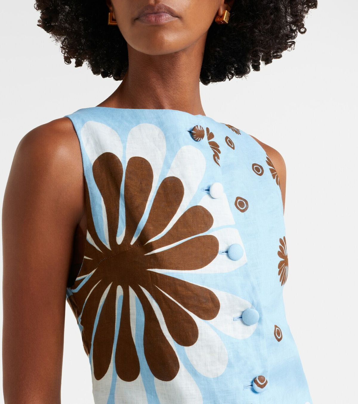 Cala de la Cruz Rhoda floral linen minidress