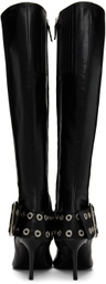 Abra Black Big Belt Tall Boots