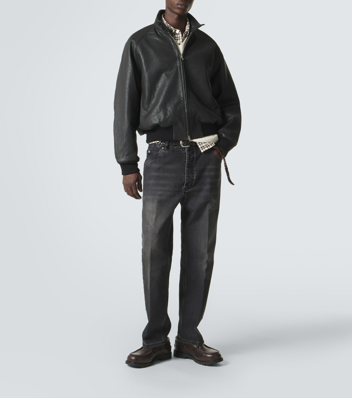 Studio Nicholson Over leather bomber jacket Studio Nicholson