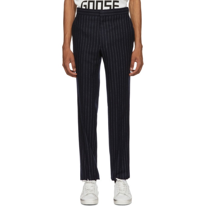 Photo: Golden Goose Navy and White Wide Stripes Trousers