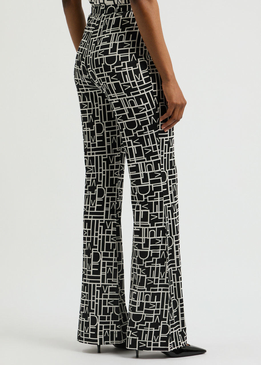 Diane Von Furstenberg Brooklyn Printed Jersey Trousers Black And White