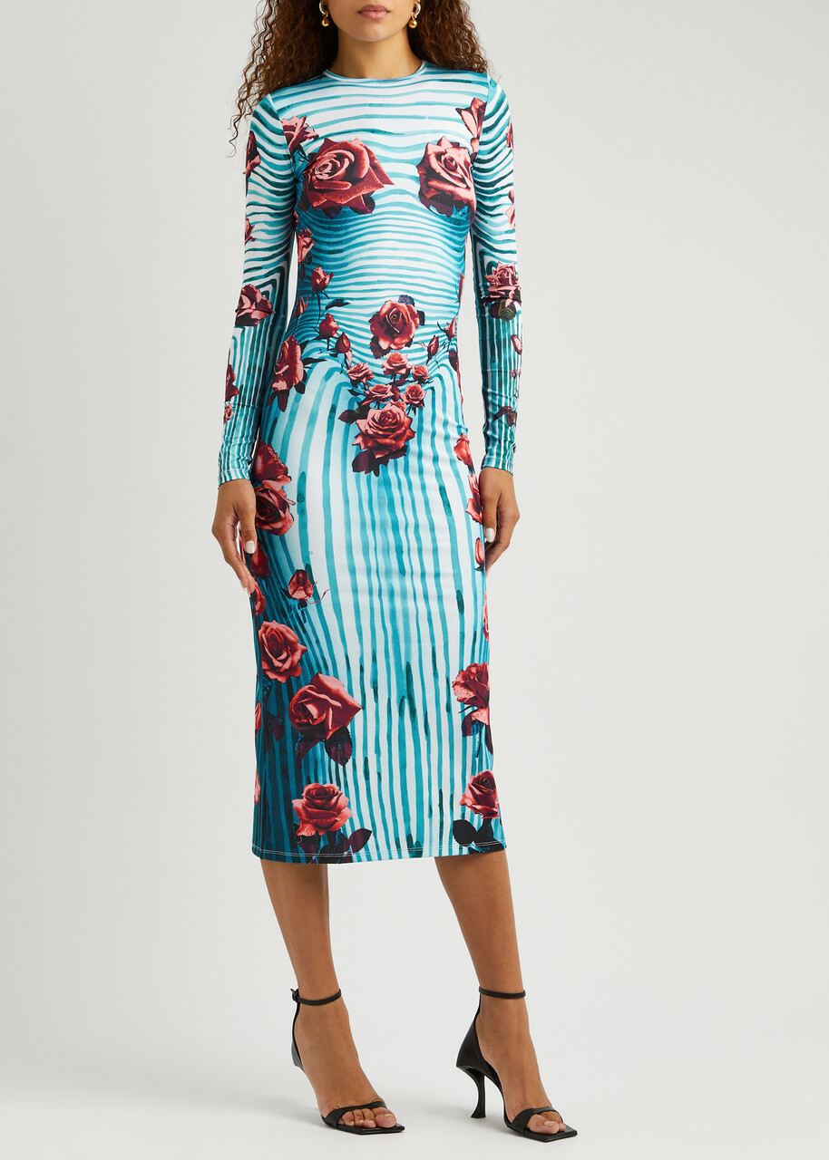 Jean Paul Gaultier Flower Body Morphing Stretch-jersey Midi Dress Blue Jean  Paul Gaultier