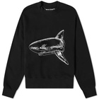 Palm Angels Men's Split Shark Crew Sweat in Black/Off White