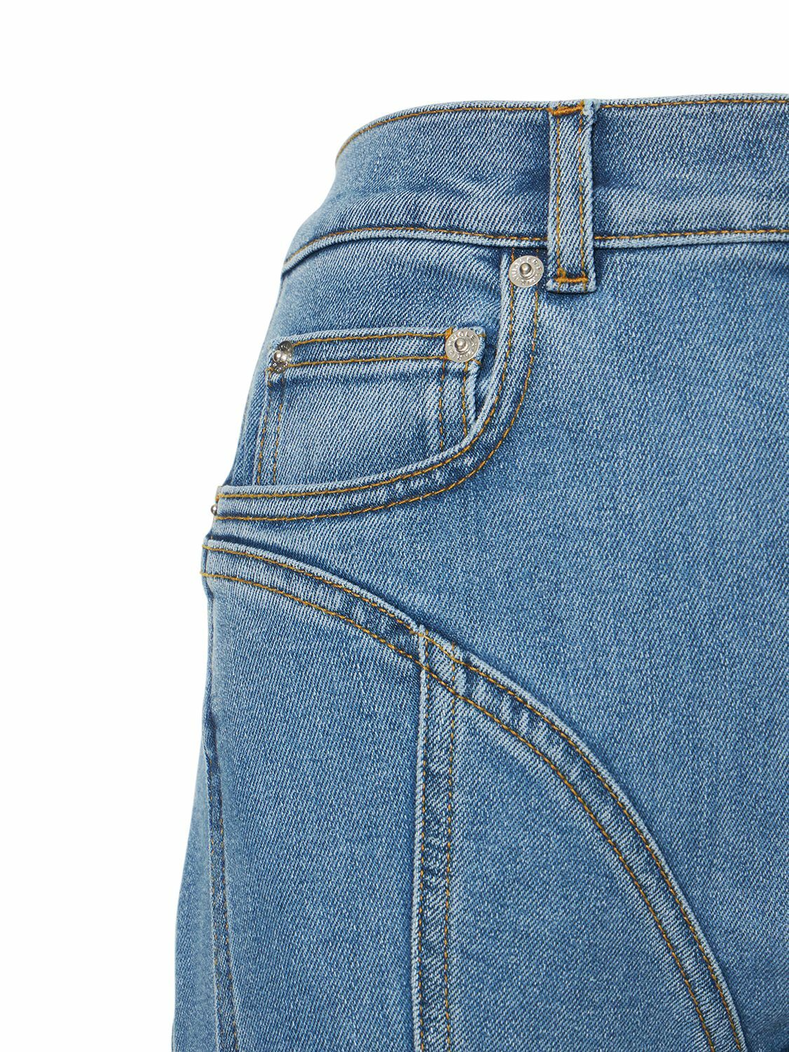 MUGLER - Contrast Denim & Jersey Skinny Jeans Mugler