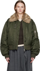 Andersson Bell Green Faux-Fur Collar MA-1 Bomber Jacket