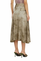 Diesel Belted midi skirt in logo-jacquard satin - Skirts Womens in Brown