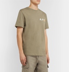 A.P.C. - Carhartt WIP Logo-Appliquéd Mélange Cotton-Jersey T-Shirt - Green