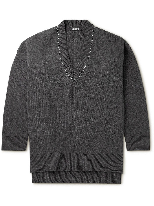 Photo: Raf Simons - Oversized Merino Wool Sweater - Gray