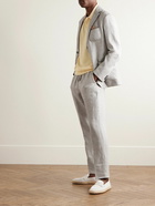 Agnona - Straight-Leg Linen-Twill Drawstring Suit Trousers - Gray