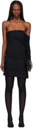 Courrèges Black Draped Polywool Bustier Minidress