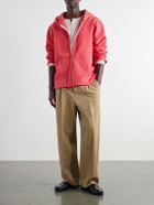 Les Tien - Garment-Dyed Distressed Cotton-Jersey Zip-Up Hoodie - Red