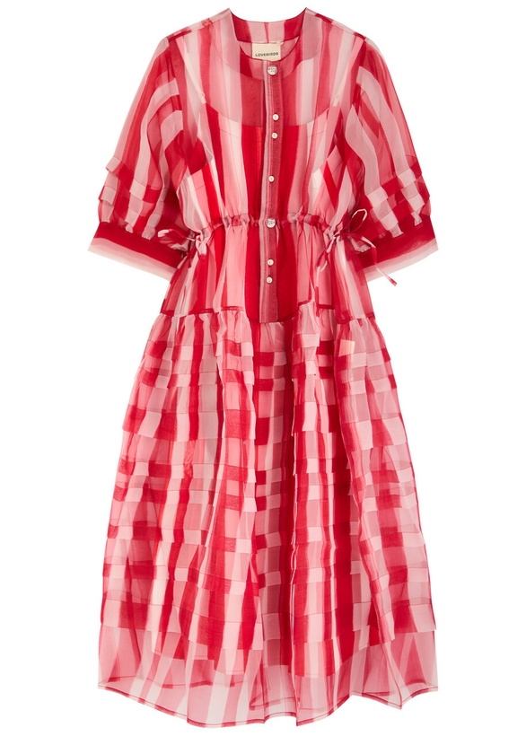 Photo: Lovebirds Rachel Striped Chiffon Midi Dress Pink