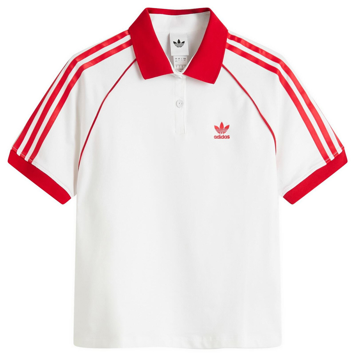 Adidas Women's SST Adicolor Short Sleeve Polo in White/Better Scarlet