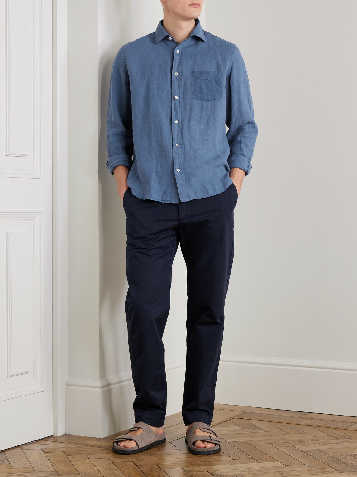 Hartford - Taylor Straight-Leg Cotton-Gabardine Trousers - Blue