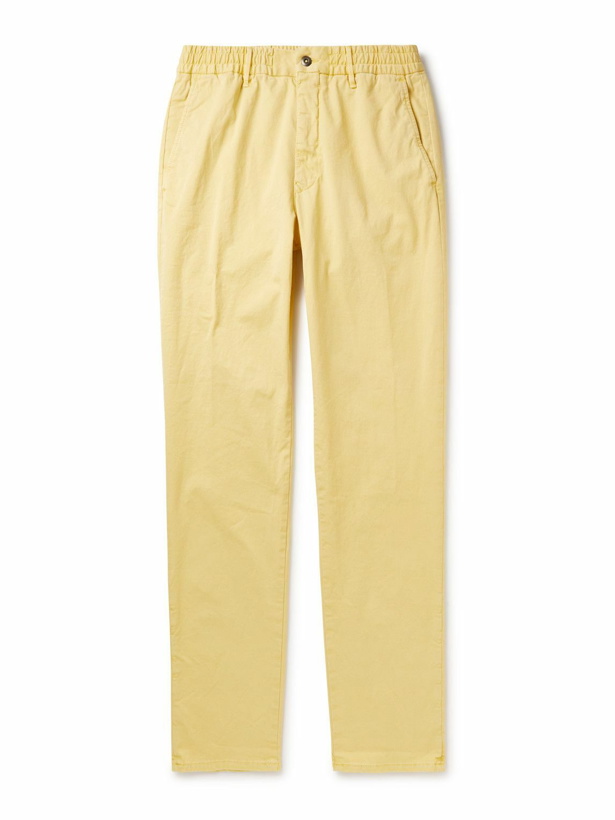 Photo: Incotex - Slim-Fit Straight-Leg Cotton-Blend Gabardine Trousers - Yellow
