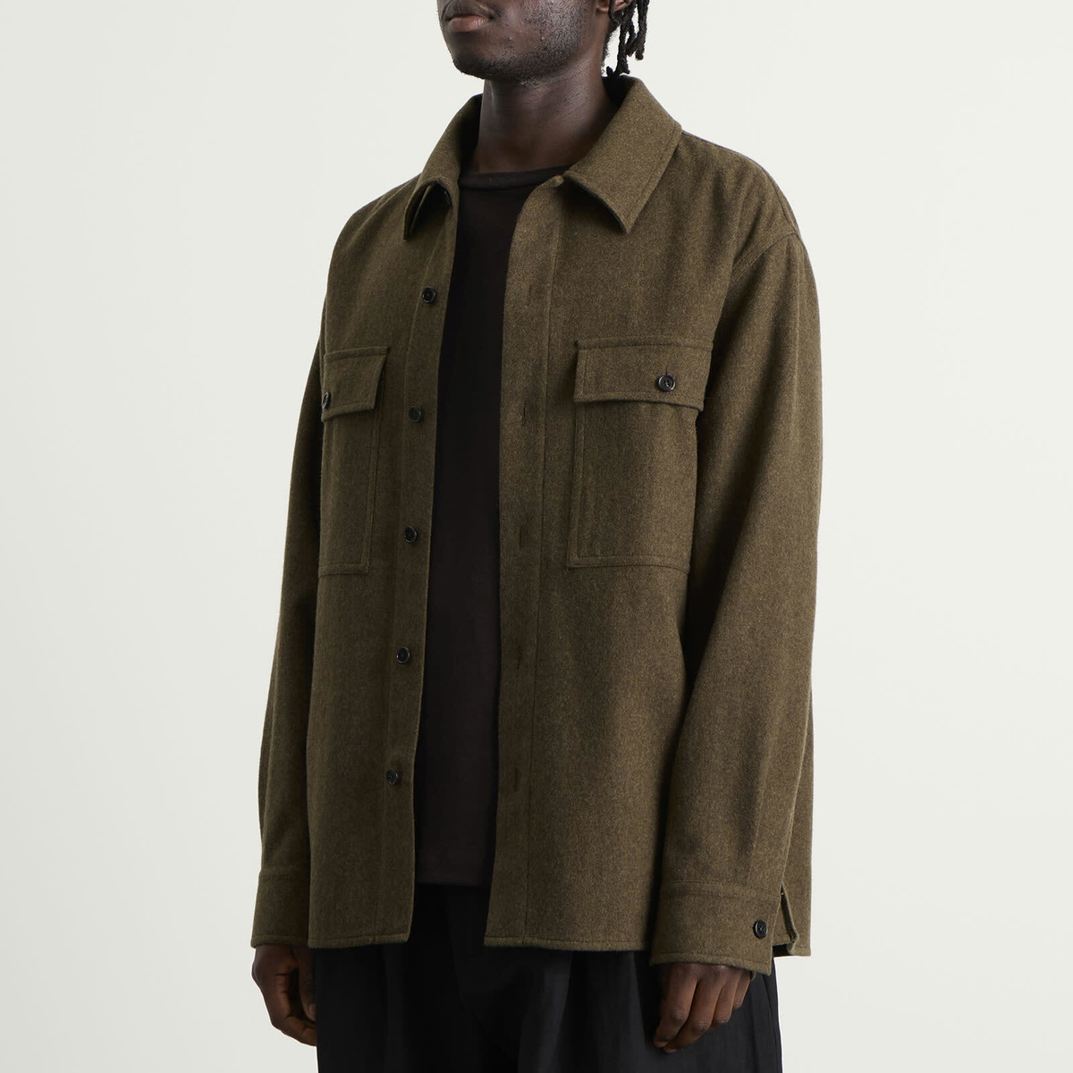 Jil Sander Men's Wool Overshirt in Teak