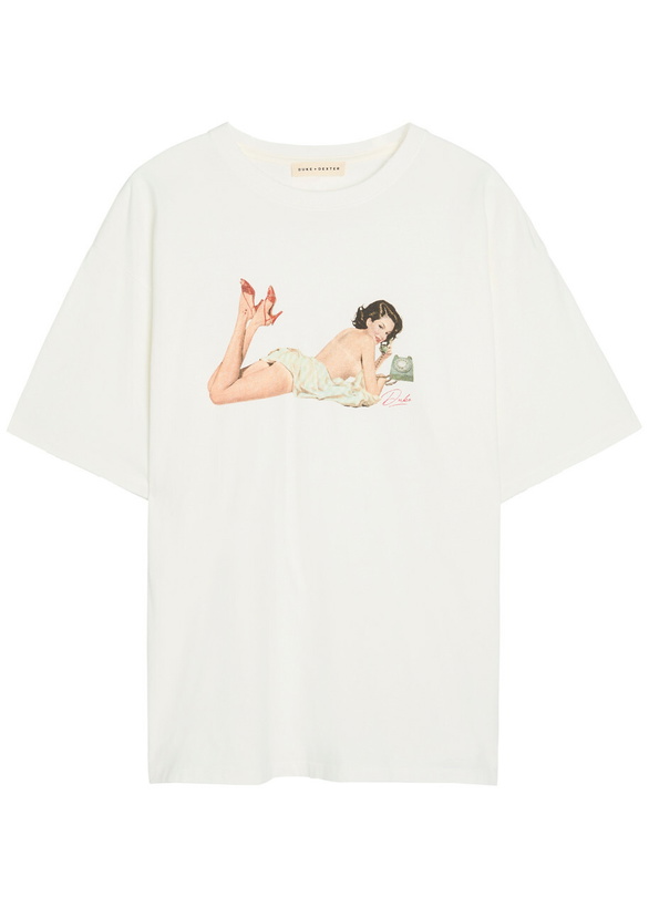 Photo: Duke And Dexter Pin Up Printed Cotton T-shirt White