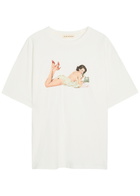 Duke And Dexter Pin Up Printed Cotton T-shirt White