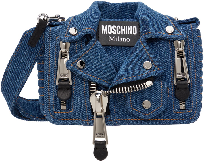 Photo: Moschino Blue Denim Biker Bag