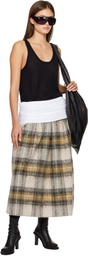 Stefan Cooke White & Gray Elastic Waist Midi Skirt