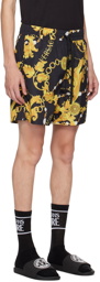 Versace Jeans Couture Black & Yellow Graphic Shorts