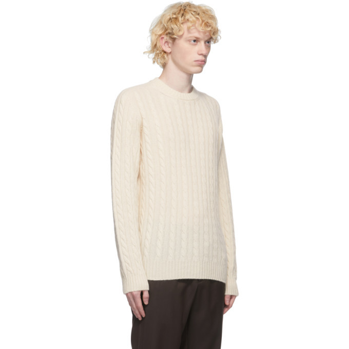 Brioni Off-White Cashmere Cable Knit Sweater Brioni