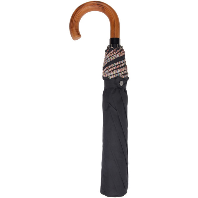 Photo: Paul Smith Black Multi Stripe Crook Umbrella