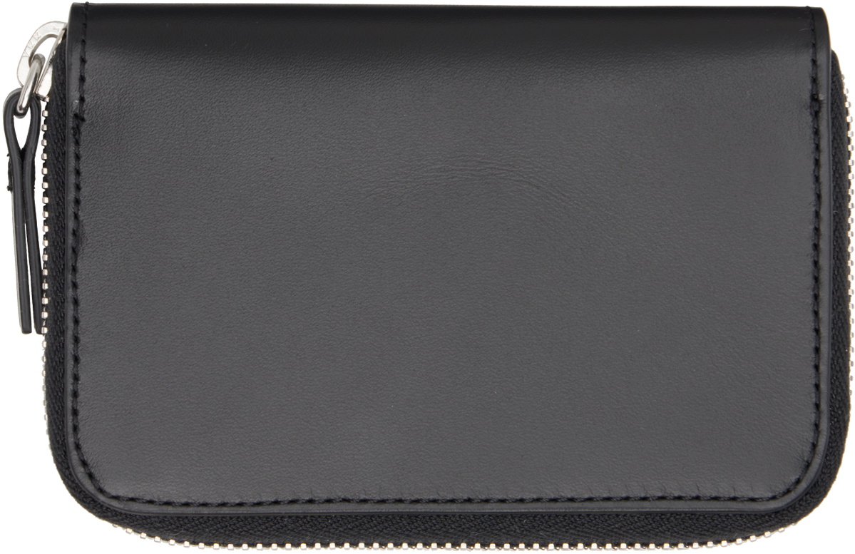 MM6 Maison Margiela Black Numeric Leather Zip Wallet MM6 Maison
