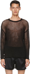 Isabel Benenato Black Open Knit Degrade Sweater