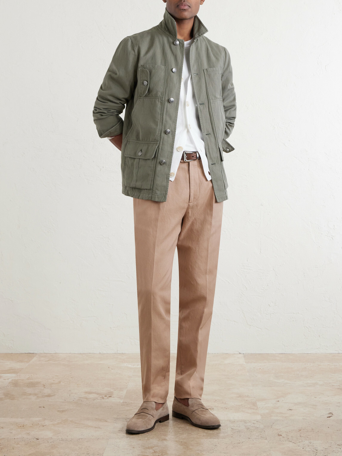 Brunello Cucinelli - Straight-Leg Pleated Cotton and Linen-Blend Trousers - Brown
