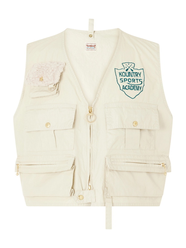 Photo: KAPITAL - Cropped Cotton-Blend Poplin Vest - Neutrals