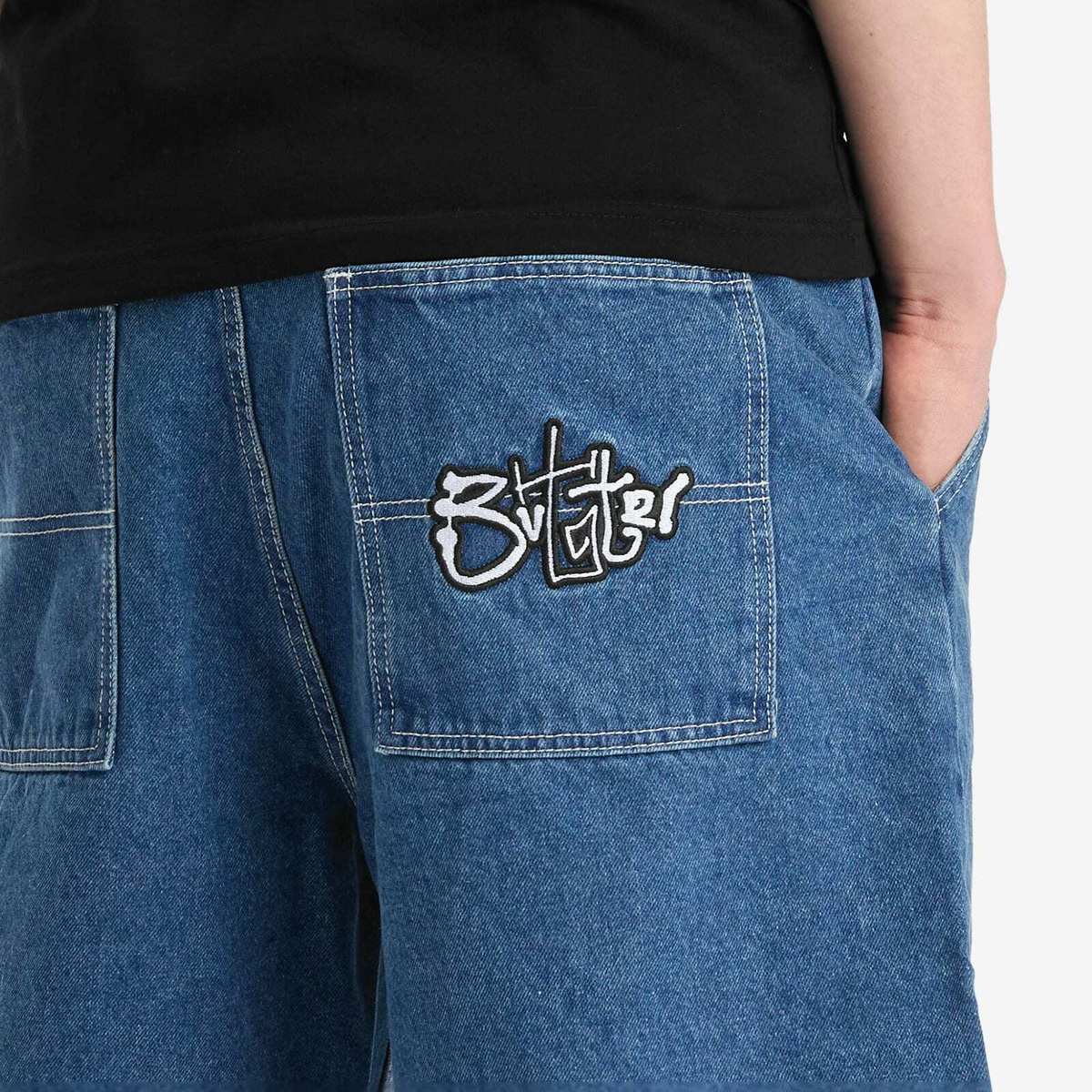 Butter Goods Men's Scribble Denim Shorts in Mid Blue