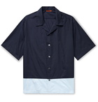 Barena - Camp-Collar Colour-Block Cotton-Poplin Shirt - Blue