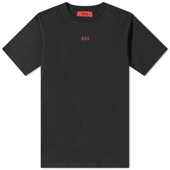 Photo: 424 Men's Alias Red Logo T-Shirt in Black