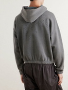 Satisfy - Logo-Print Distressed Cotton-Jersey Hoodie - Gray