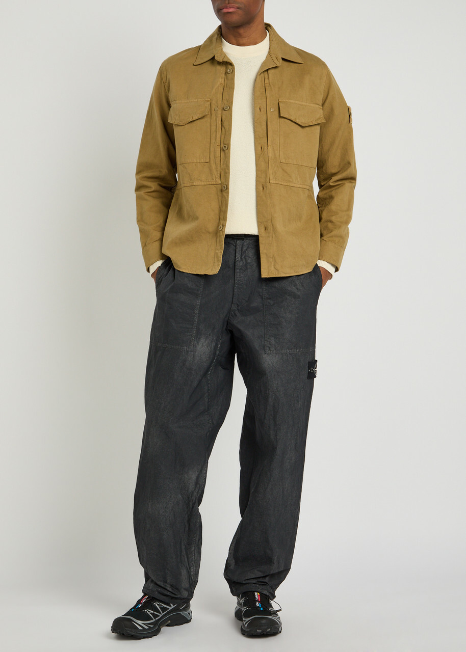 Stone Island Sprayed Straight-leg Nylon Trousers Black